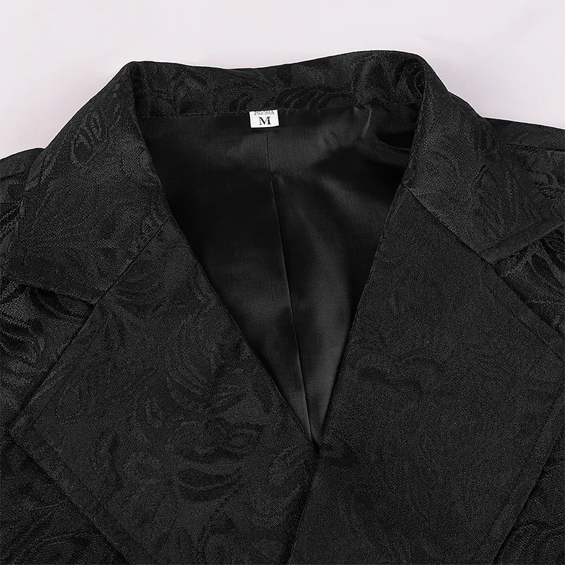 Blazer Vest Double Breasted Gothic Punk Men Formal Suits Jacquard Short Waistcoat Costume Sleeveless Coat Lapel Collar For Adult 250108