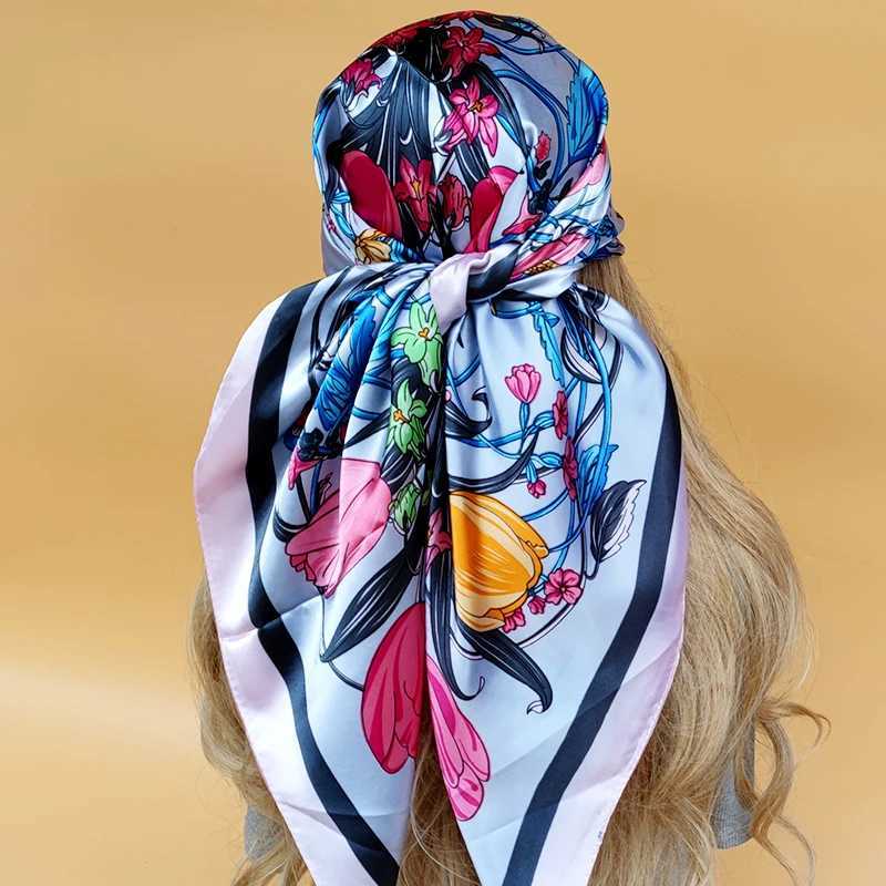 Women 90X90CM New Shls The Seasons Beach Scarves Fashion Model Square Silk Hijab Popular Design Sunscreen Headscarf W250118