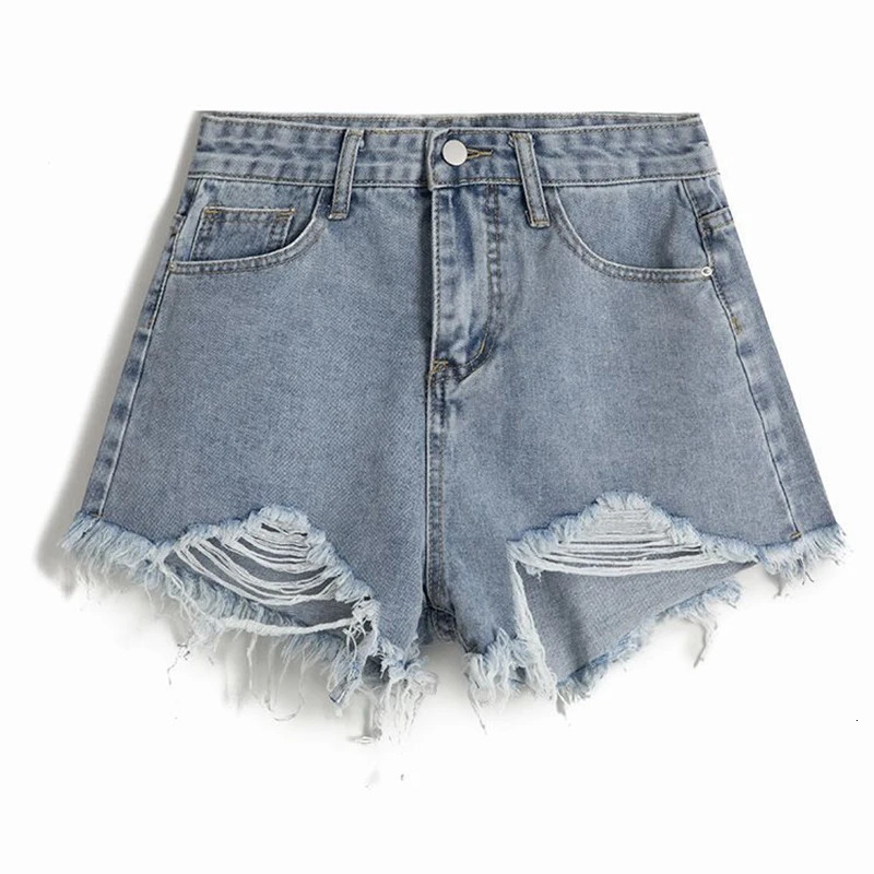 Hole Denim Shorts Women Summer Slim Streetwear Irregular Wide Leg Shorts Ladies Korean Fashion High Waist Short Jeans Female 250116