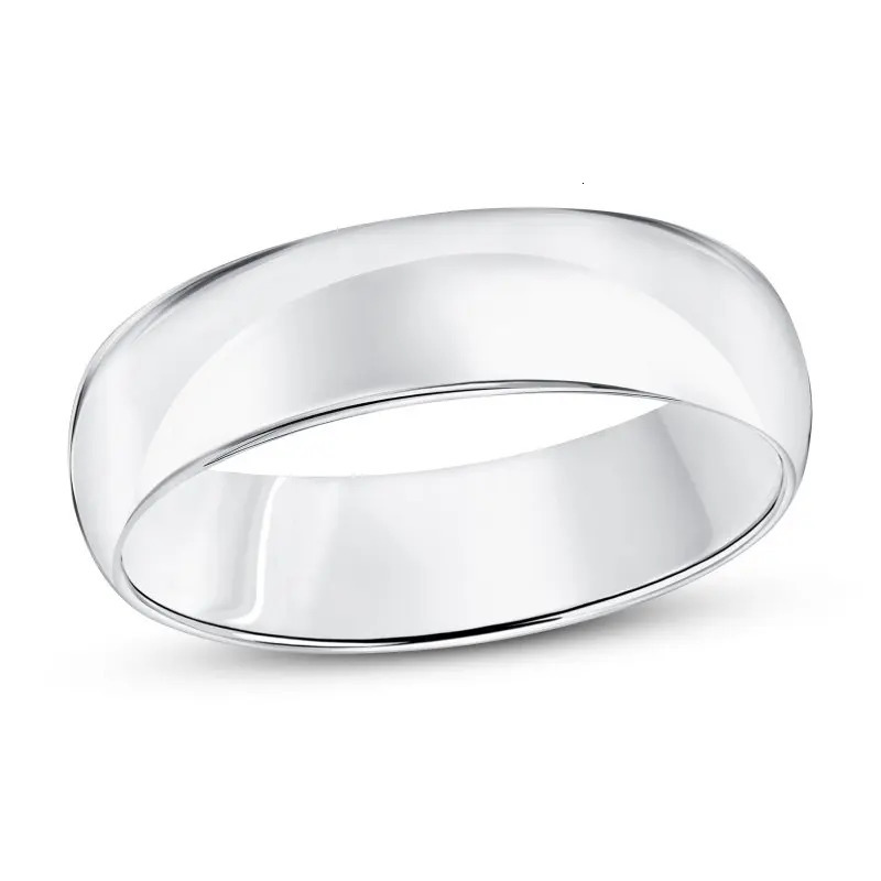 HESHI 925 Sterling Silver Smooth White 6mm Wide Simple Rings for Men Women Couple Wedding 250117