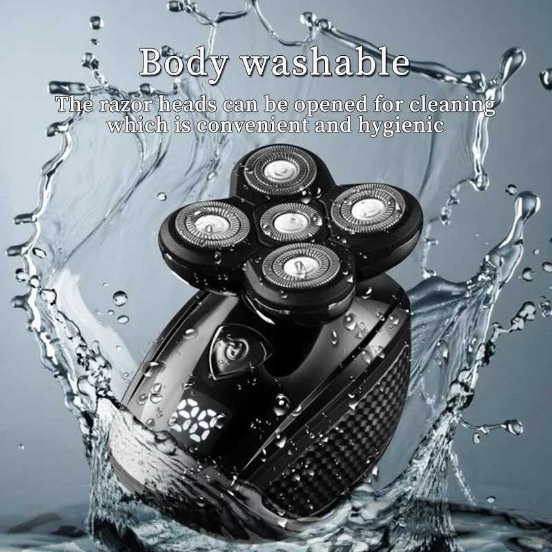 Multi functional electric shaver mens wet dry shaver rechargeable bald beard trimmerW250117