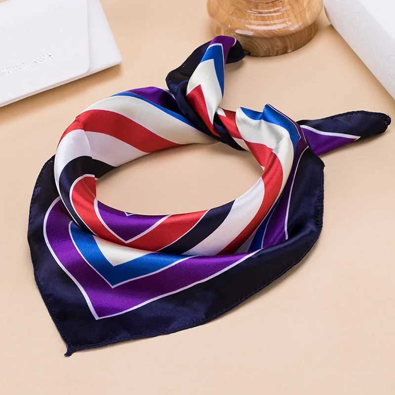 Fashion Square Women Girl Elegant Flight Attendants Hotel Waiter Busin Imitation Silk Scarf printing Korean style Gift 50*50cm W250118