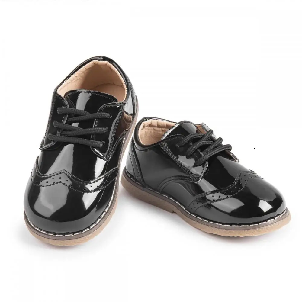 Childrens Leather Shoes AntiSlip Waterproof Casual Boys Girls LaceUp Solid Color Sneakers Young 250117