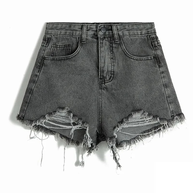 Hole Denim Shorts Women Summer Slim Streetwear Irregular Wide Leg Shorts Ladies Korean Fashion High Waist Short Jeans Female 250116