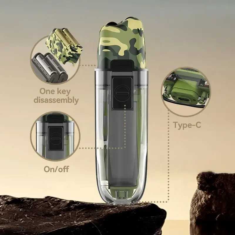 Men Shaving Mane Afeitadora Electrica Kemei Km Tx7 Usb Charging Transparent Camouflage Waterproof Electric Razor For MenW250117
