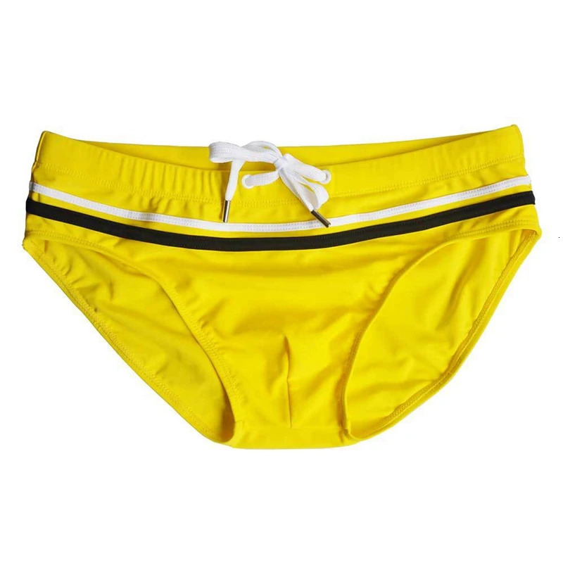 Mens Sexy Swim Beach Shorts Nadar Low waist Summer Mans Swimming Briefs Swimwear Solid White Rope Yellow Swimming Bottom 250121