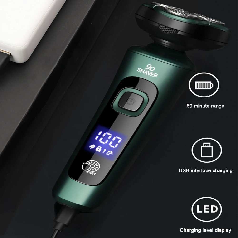 Men Rechargeable Shaver USB Charging Smart Razor with Digital Display Face Beard Trimmer Shaving Face Beard Razor Car Home RazorW250117
