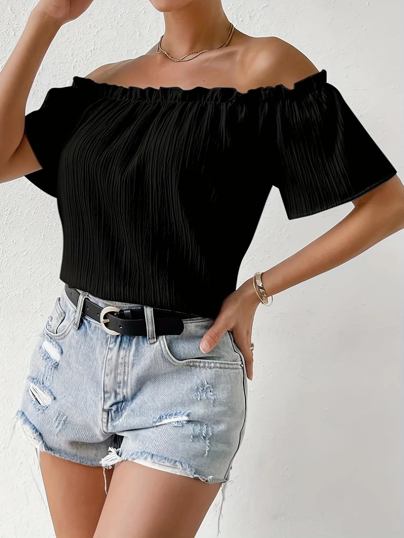 Summer Elegant Strapless Shirt for Women Casual Office Lady Solid Chiffon Blouses Fashion Off the Shouder Tops 250121