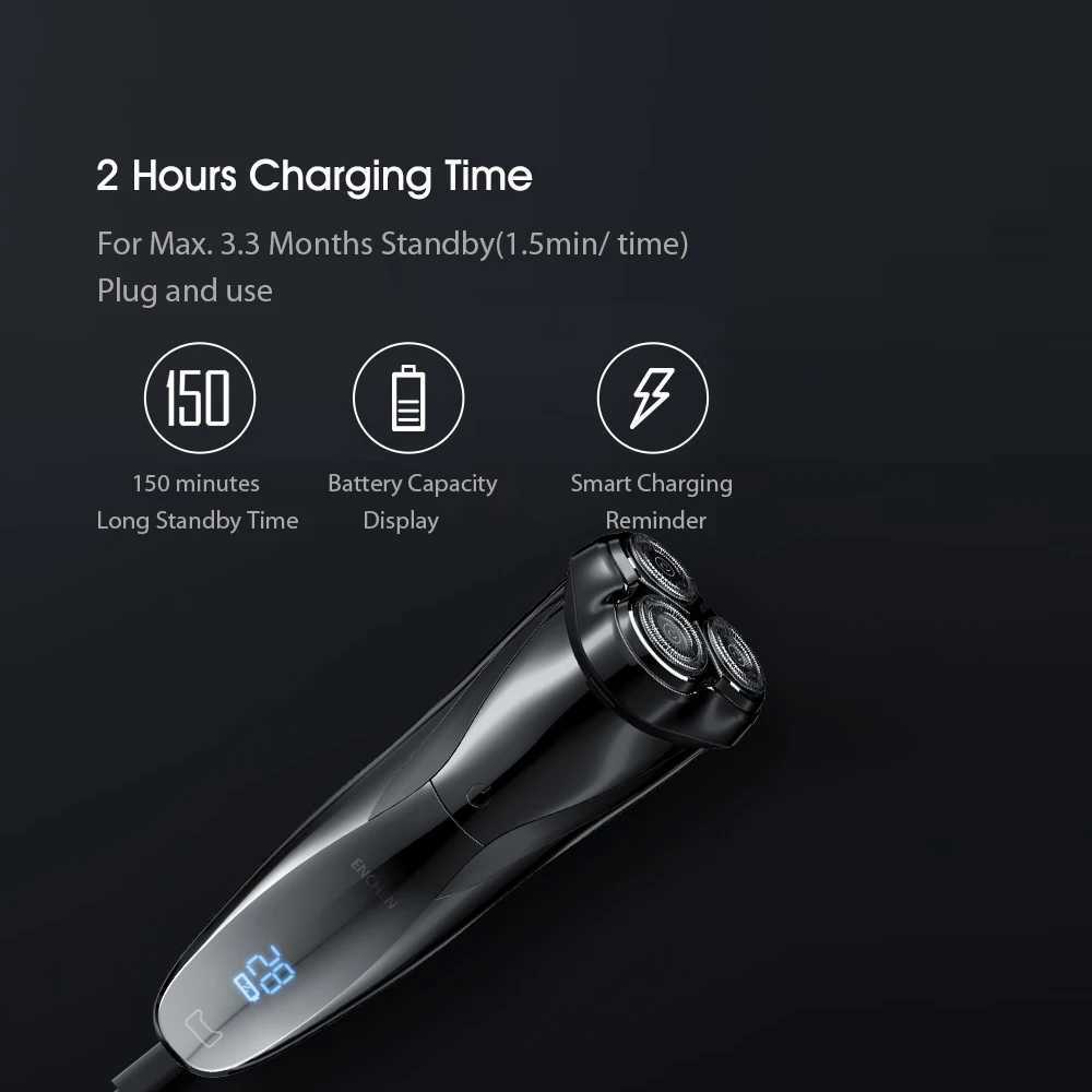 Youpin ENCHEN Blackstone 3 Electric Shaver for Men IPX7 Waterproof Wet Dry Dual purpose LCD Display Screen Facial Beard ShaverW250117