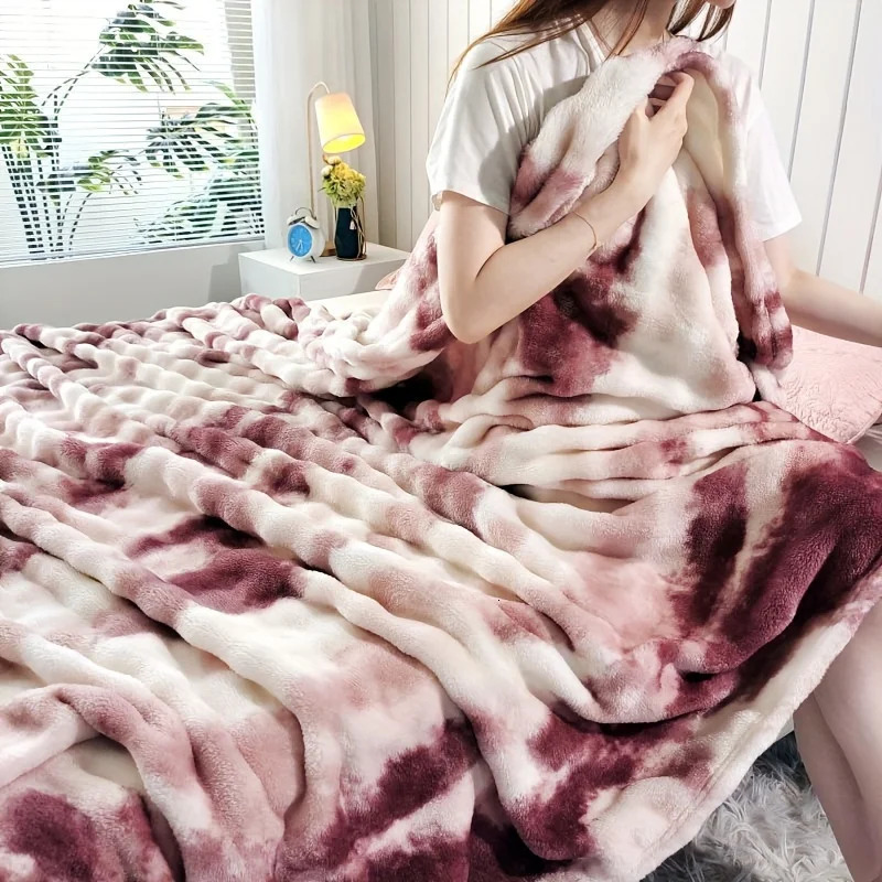Soft Cozy Gradient Bubble Fleece Throw Blanket Milk Velvet Plush All-Season Multipurpose Nap Blanket For Office And Sofa Mac 250113