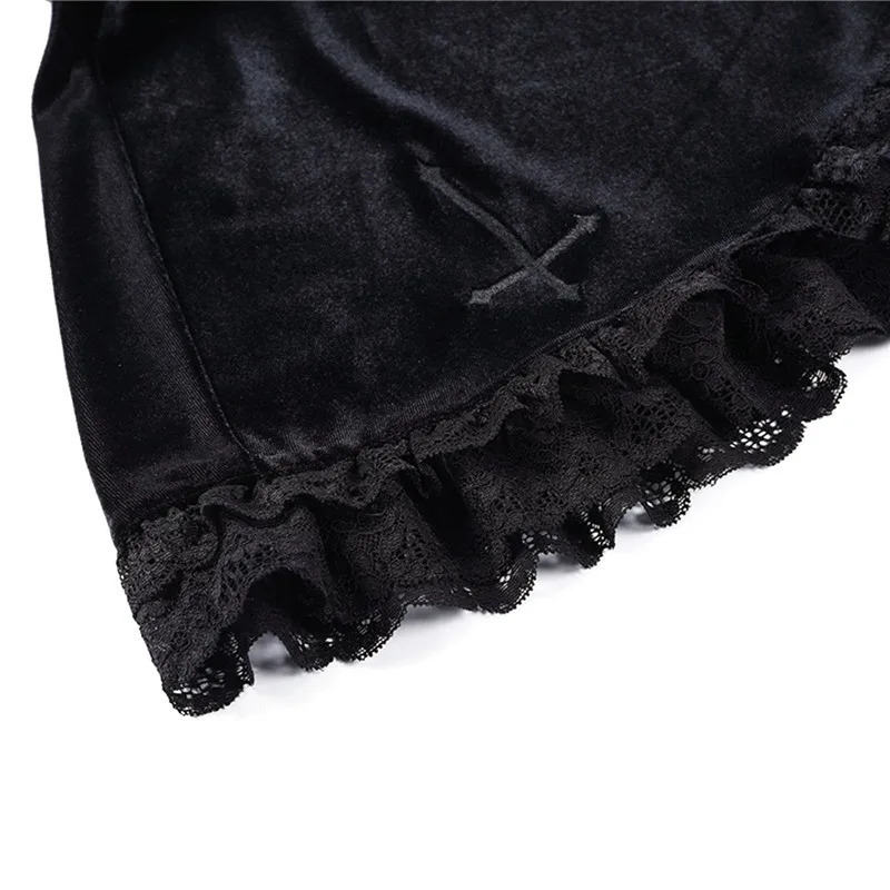 Lamuusaa Punk Gothic Skirt 2000 Black Dark Academia Cross Print High Waist Pleated Aline y2k Vintage Lace Skirts 250110Z