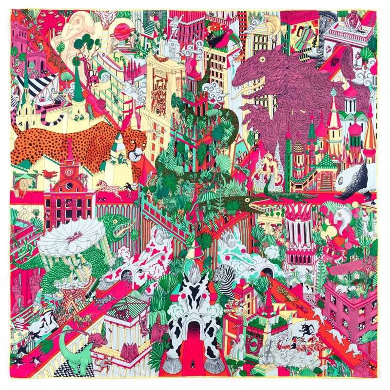 POBING Twill Silk Scarf Women Animals Kingdom Square Scarves Manual Hand Rolled Echarpes Foulards Femme Wr Bandana Hijab 90CM W250118