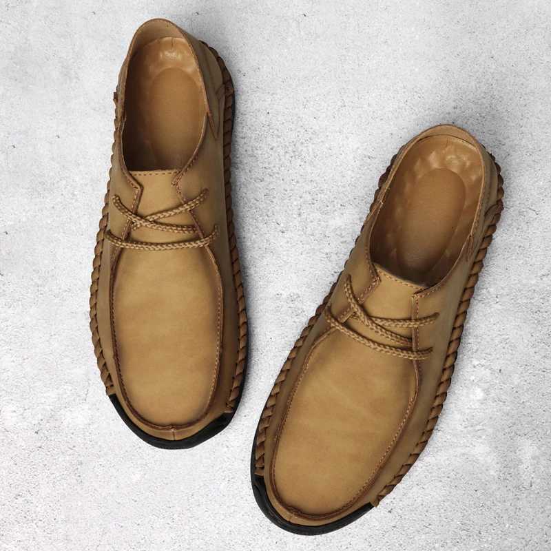 Handmade Casual Mens Leather Shoes Lightweight Leather Casual Shoes Hot Sale Men Loafers Comfy All-mah Driving ShoeXJ250118