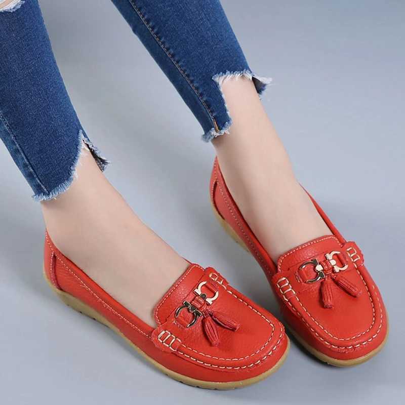 Women Flats Ballet Shoes Cut Out Leather Breathable Women Boat Shoes Ballerina Ladies Casual ShoesXJ250118