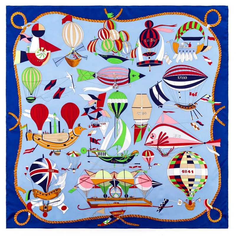 90cm Hydrogen Balloon Foulard twill silk scarf womens square Shl brand headscarf scarf Bandana Leopard handmade curly headscarf W250118