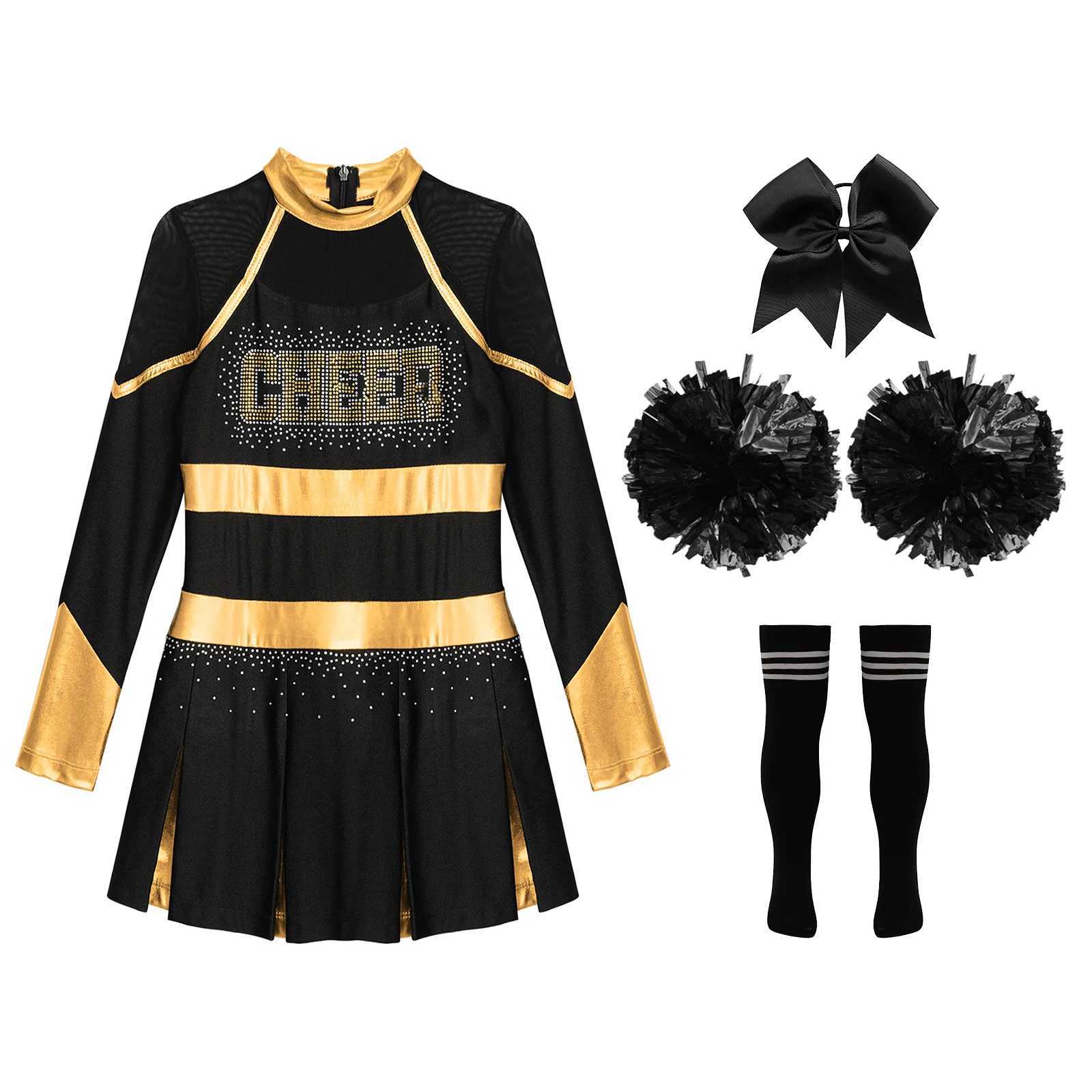 Girls Cheerleader Costume Outfit High School Musical Cheerleading Uniform Kids Halloween Cosplay Party Dress Up Birthday Gifts W250117