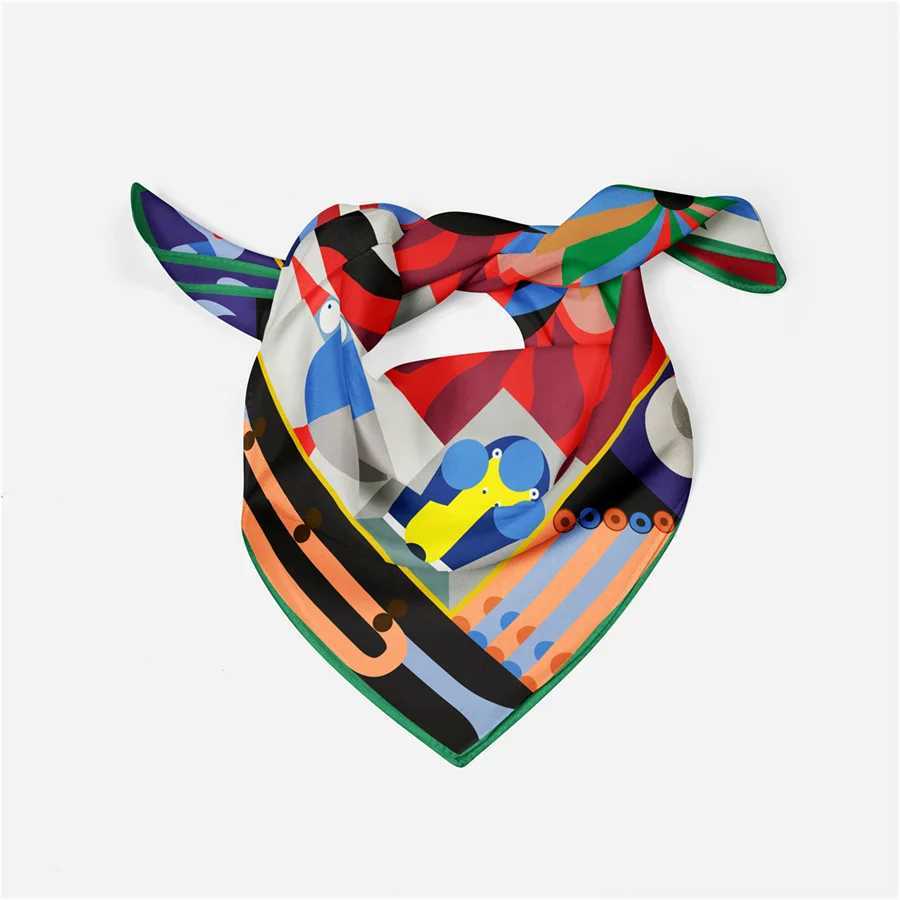 Twill Silk Scarf Woman in Painting Square Scarves Wrs Bandana Small Hijab Silk Foulards Tie Headband Neckerchief 53CM W250118