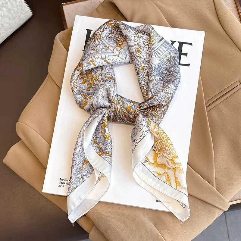 Luxury Silk Feeling Square Scarf Women 2023 Print Satin Neckerchief Spring Hair Band Foulard Bandana Echarpe Tie Shl Wrs W250118