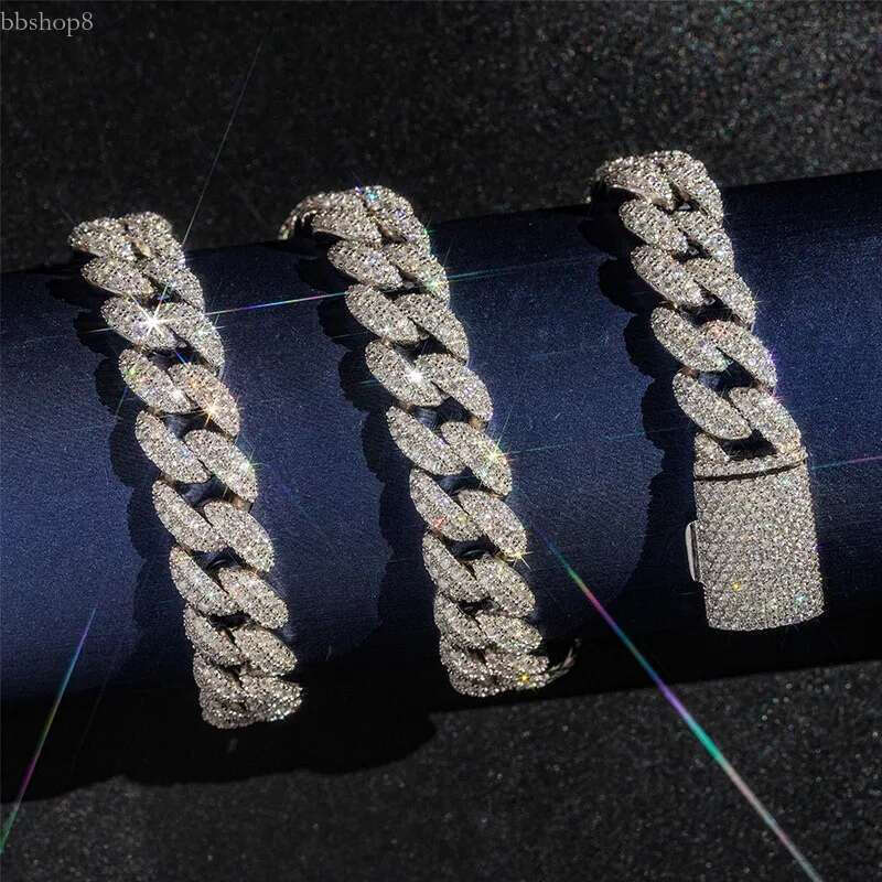 fashion pendant jewelry iced out hip hop miami k chains men women sier 15mm wide round shape vvs moissanite cuban necklaces and bracelets