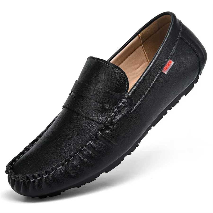 Big Size 38~48 Men Loafers Real Leather Fi Boat Shoes Mens Casual Leather Male Flat Shoes 2025 NewXJ250118