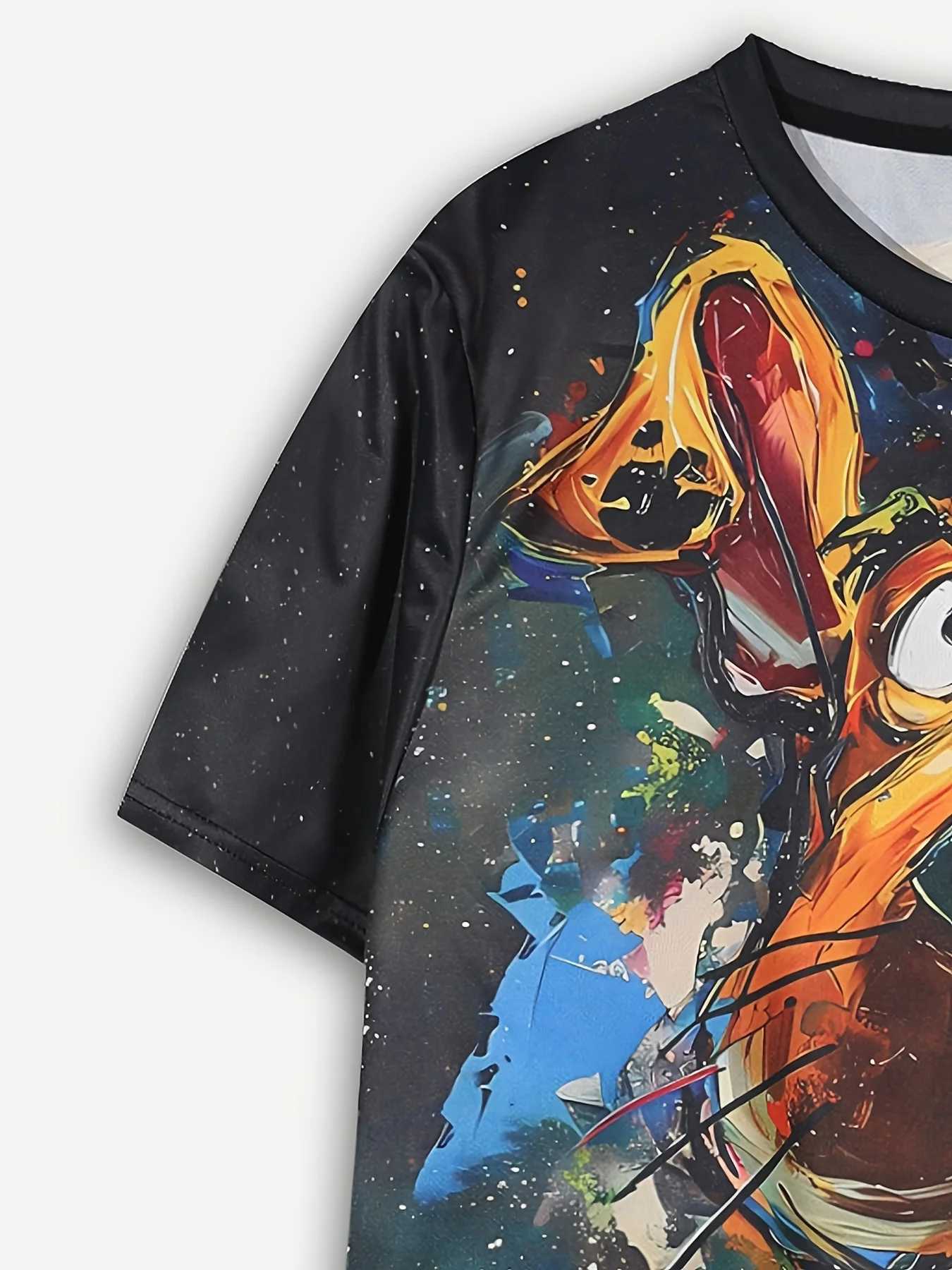 Interesting mens T-shirt cartoon dog print zipper summer casual short sleeved T-shirt fashionable outdoor mens oversized clothing W250117