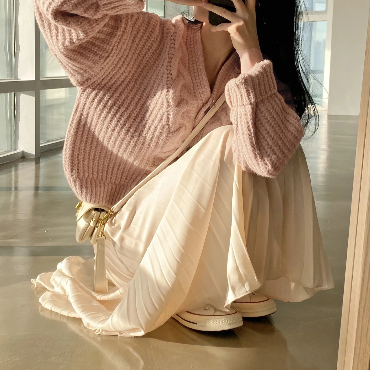 Winter In Womans Sweater Basic AllMatch Knit Cardigans Korean Chic Office Ladys Loose Long Sleeve Top Elegant Casual Coat 250109Z