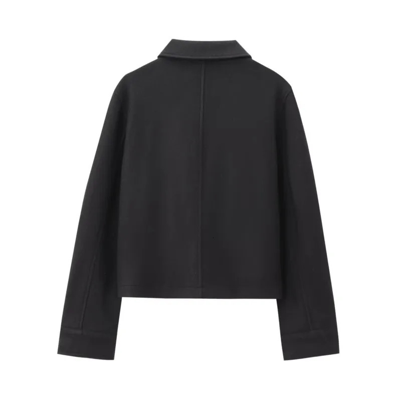 TRAF Soft Women Short Jacket Spring Fashion Pocket Button Decoration Lapel Casual Outdoors Coat Vintage Female Jackets 250113