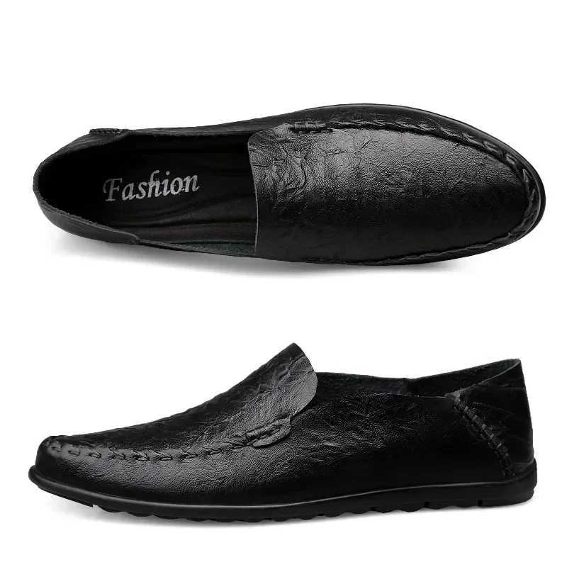 2025 Brand Genuine Leather Men Shoes Soft Loafers Men Flats Comfy Boat ShoesXJ250118