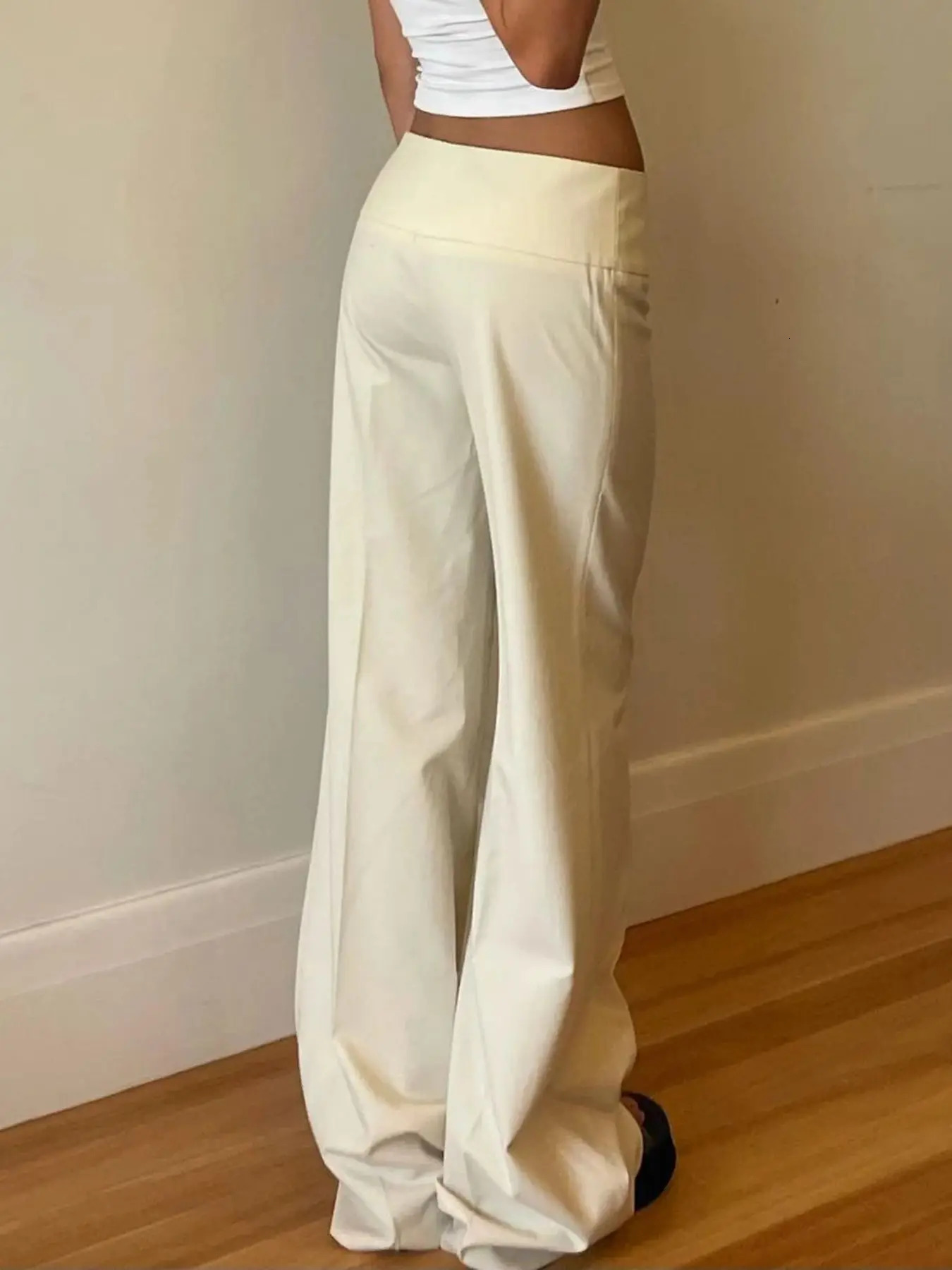 Rockmore Y2K Vintage Baggy Flare Pant Women Fashion Streetwear Casual Lowrise Solid Wide Leg Trousers pantalones 250122