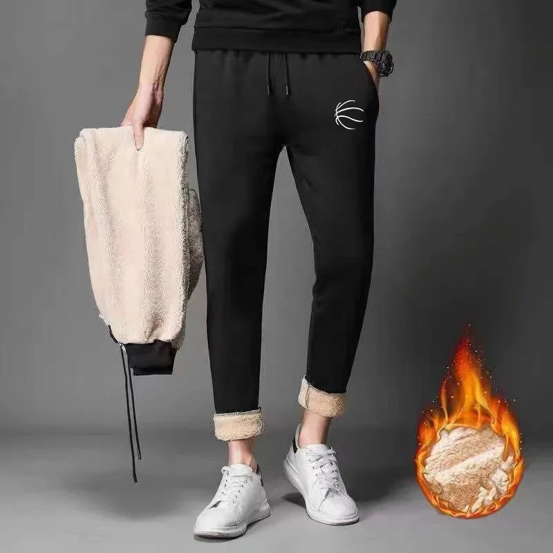 Fashion print Tracksuit Men Lamb Cashmere Winter Hooded Sweatshirt Thick Warm Sportswear Men Sets Male Casual Suit Two Piece Set 250121