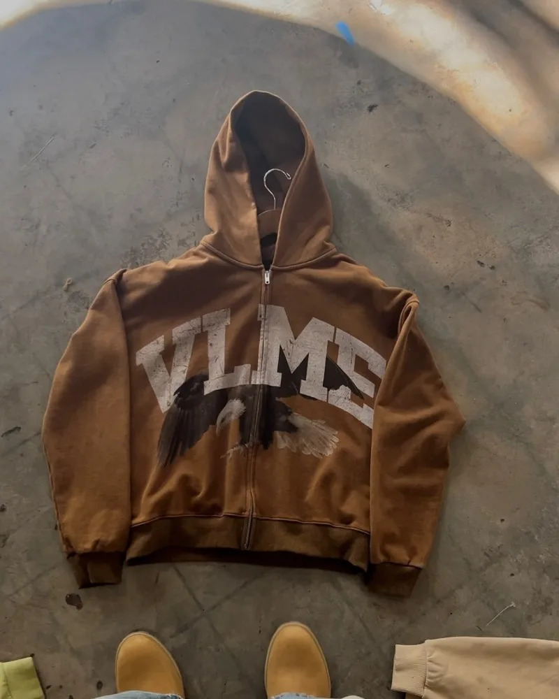 Y2k Vintage Fashion Animal Print hoodie for men and women Harajuku Punk Sweatshirt Street Hip hop trend zipper hoodie jacket 250122