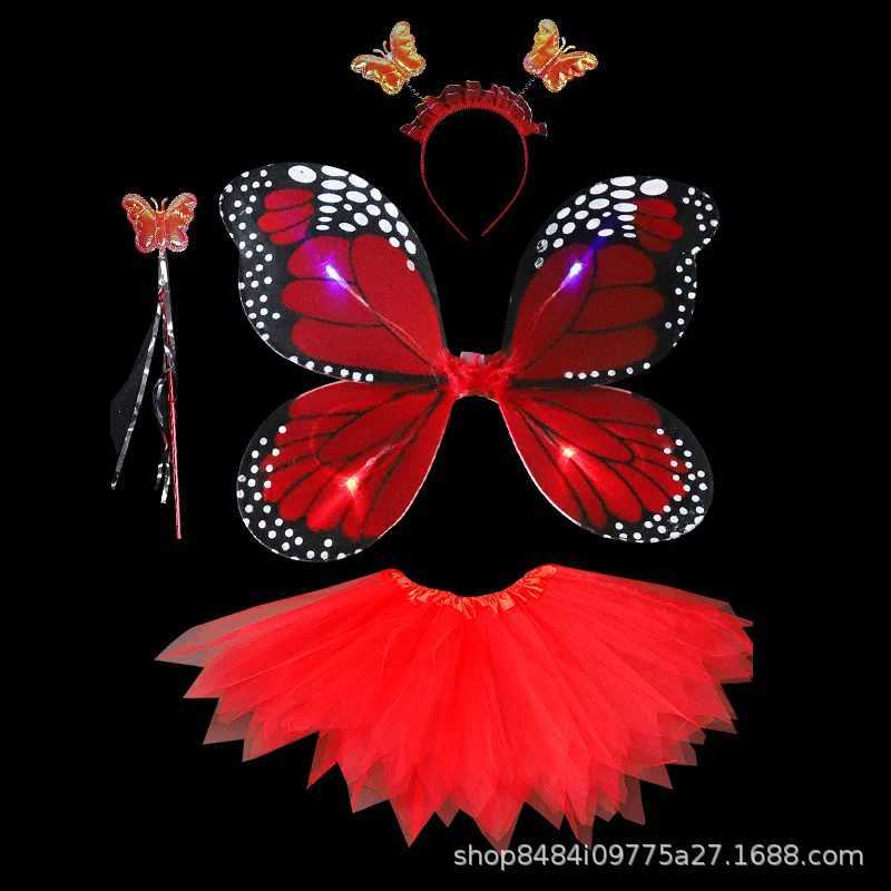 LED Children Costume Props Girls Skirts Angel Luminous Wings Flashing Butterfly Skirt Lights Suit 2-8year Easter Valentines Day W250117