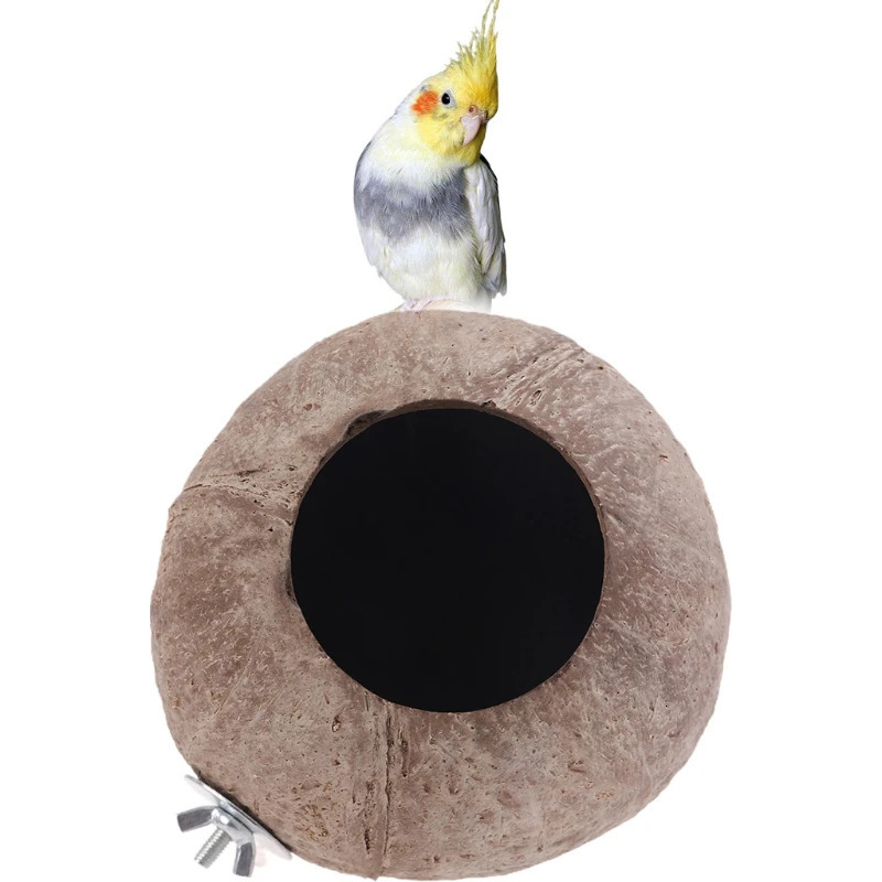 Parrot Nest Natural Coconut Shell House Cage Feeder Parakeet Birds Squirrel Hamster Toys Pet Breed Decoration Supplies B03E 250121