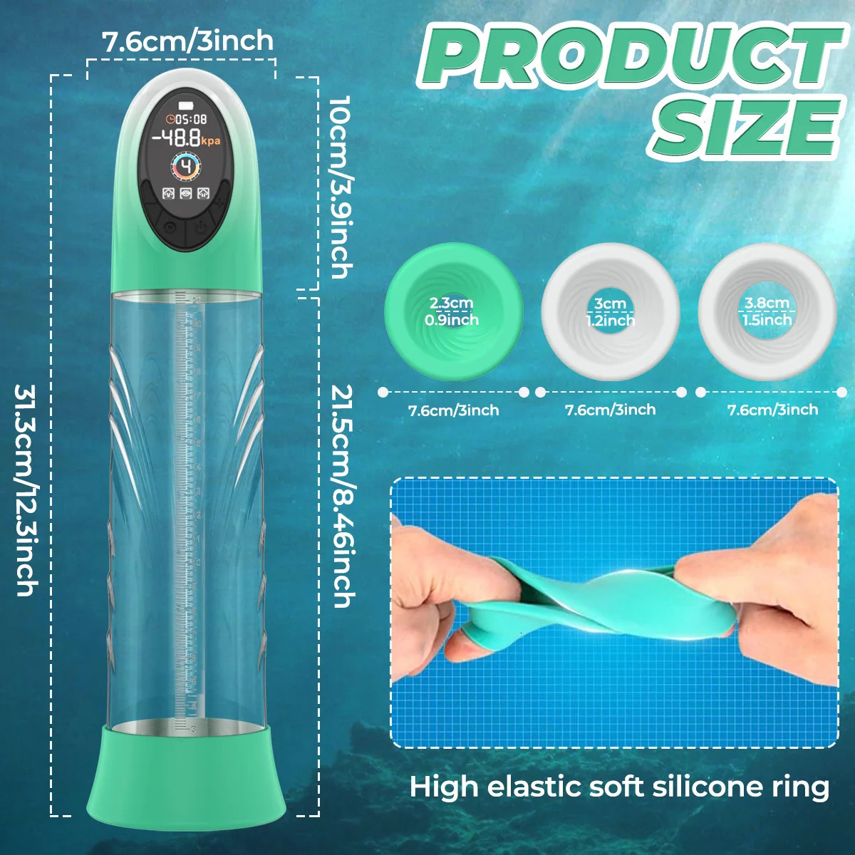 Penis Pump Male Sex Toys Electric Vacuum IPX7 Waterproof LCD Display 4 Pressure Levels 9 Suction Training Extender Bigger 250121