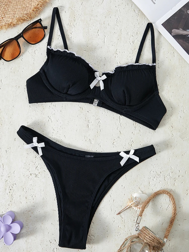 BIKINX Official black low waist micro thong bikini set Korean swimwear style beachwear for women Swimsuit woman 2 pieces 250118
