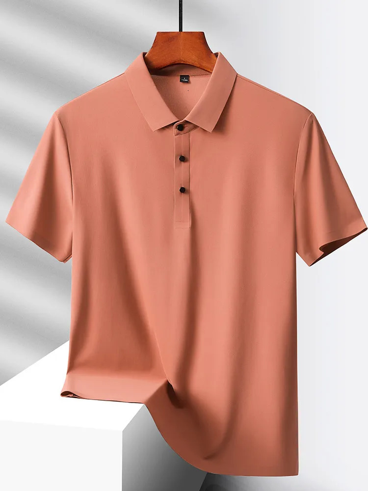 2024 Summer High-End Mesh Ice Silk Short-Sleeved T-Shirt Mens Shirt Collar Purple Khaki Green Solid Color Slip Polo 250120