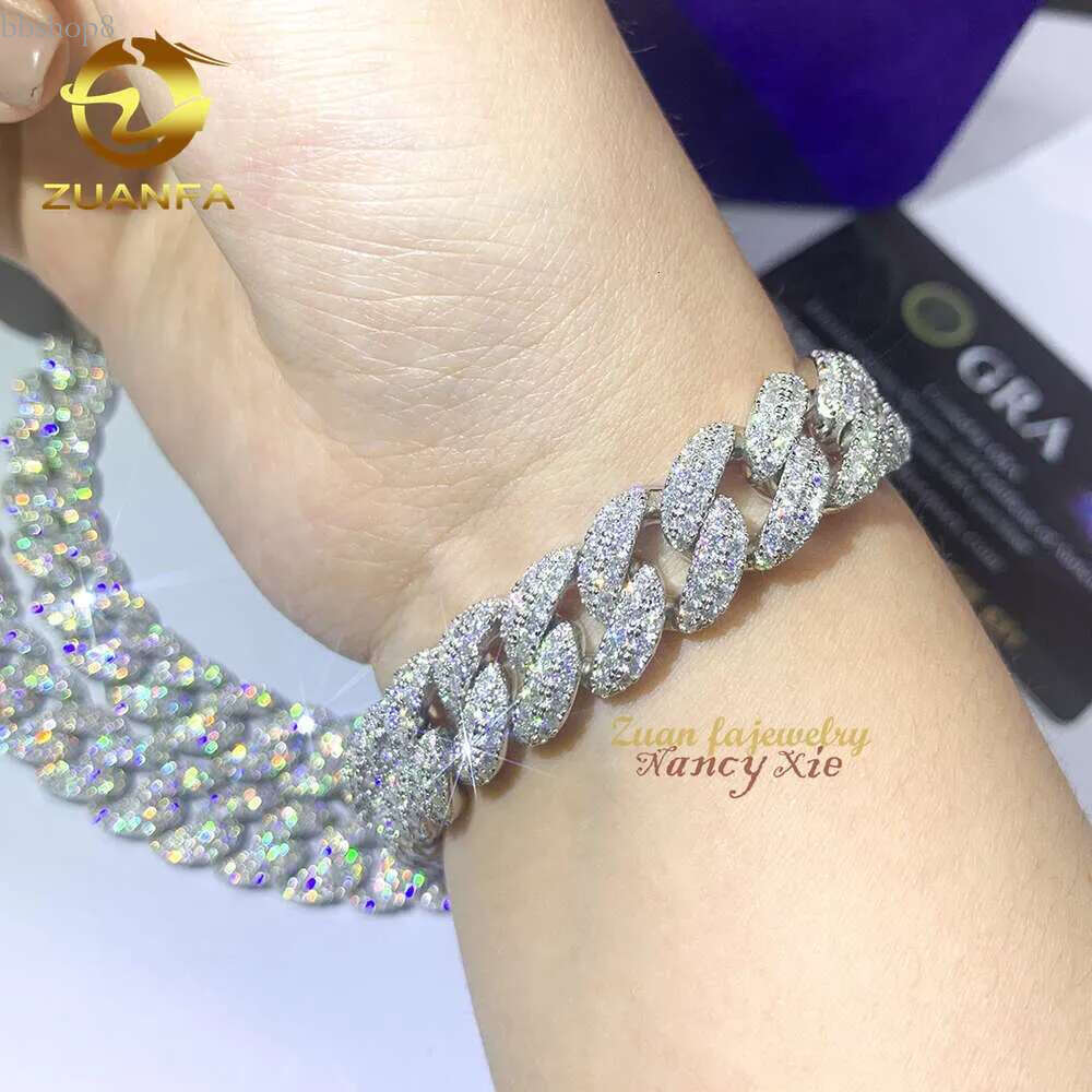 sterg sier k hip hop jewelry 12mm moissanite cuban chain necklace