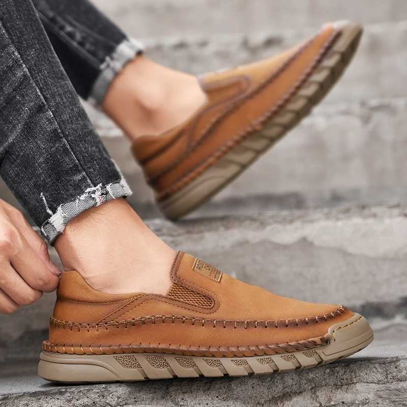 New Brand Men Shoes Leather Casual All-mah Loafers Mens Moccasin Comfortable Driving Boat Shoes All-mah Mens Office FlatsXJ250118