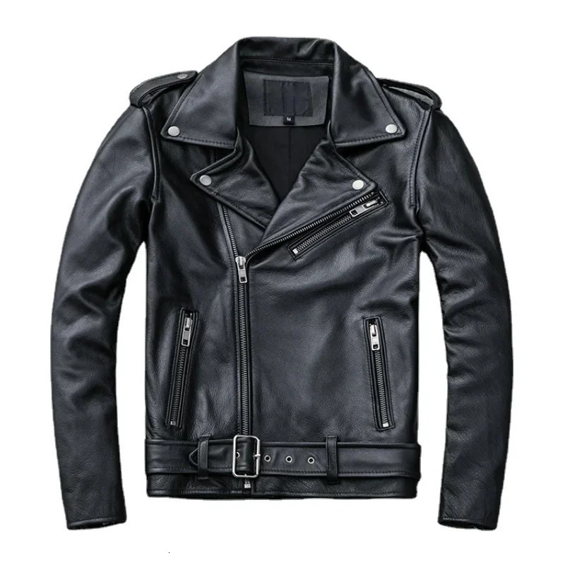 Classical Motorcycle Jackets Men Leather Jacket 100% Natural Cowhide Thick Moto Jacket Winter Biker Clothes Slim Coats M192 250120