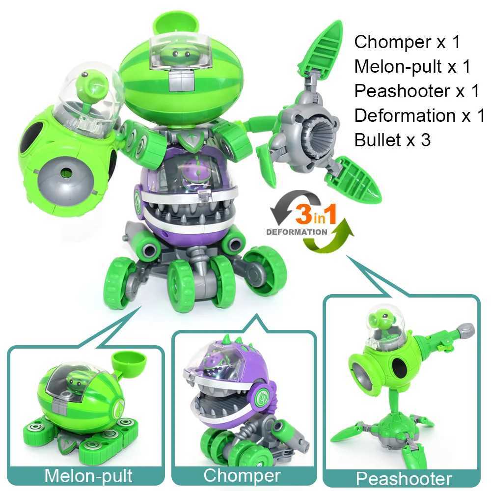 3 in 1 Assembly Deformation Toys For Boys Robot Doll PVZ Plant Vs. Zombie Mecha fighter PVC Action Figure Model Kid Gift W250120