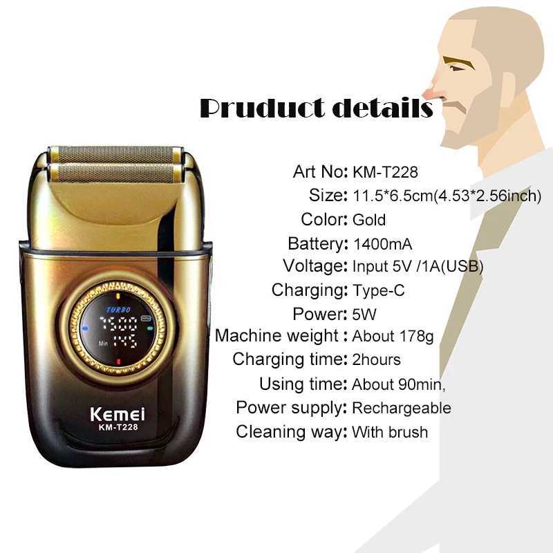 Kemei T228 new electric shaver with LED display screen rechargeable shaver shaverW250117