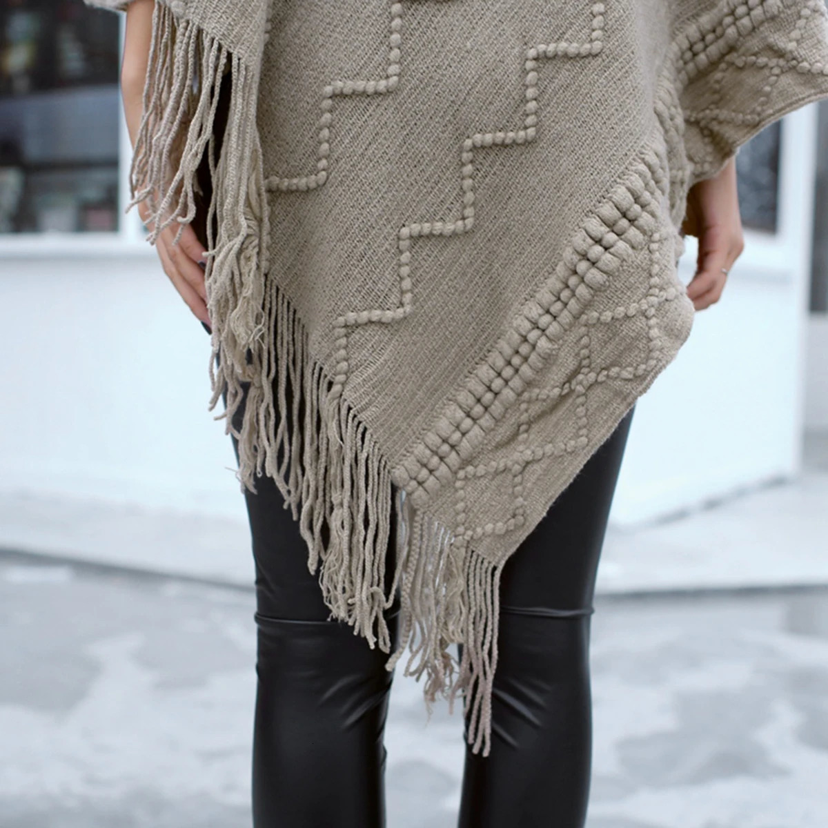 Style Fashion Shawl Scarf Women Winter Knitted Stoles With Tassel Outdoor Warm Windproof Long Scarf Pashmina 105*95cm 250120