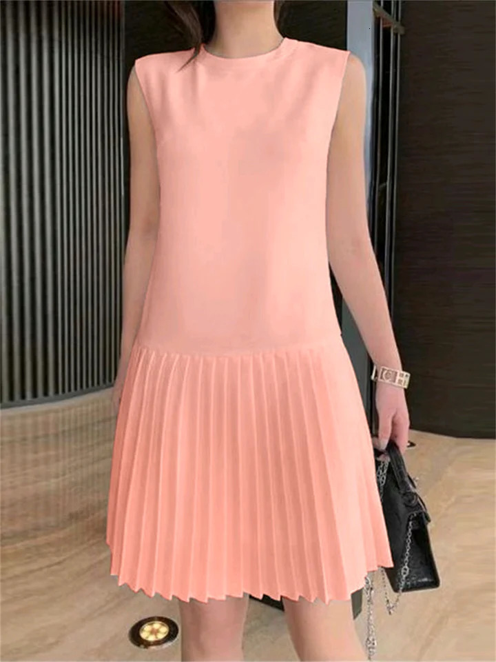 ZANZEA Summer Women Sleeveless Mini Dress Sweety Solid Pleated Short Dresses 2024 Party Elegant Sundress Casual Holiday Vestidos 250107