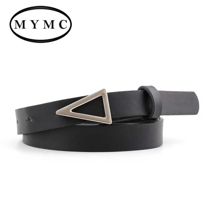 Narrow Leather Belt Women Waistbands Fashion Silver Triangle Snap Buckle Belt Ladies Wild Decoration Waist band Ladies Silm Belt W250120