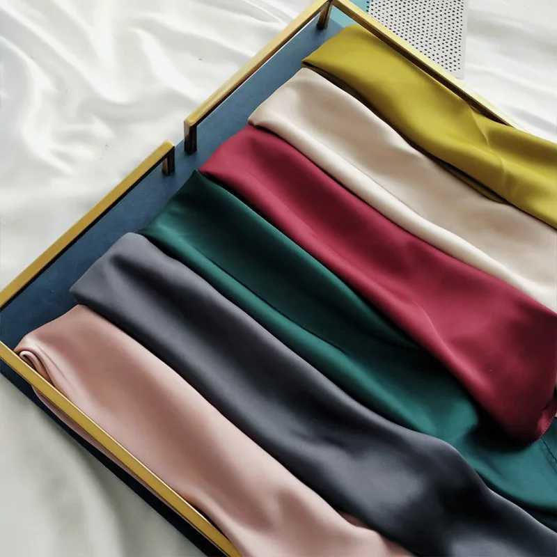 2023 New Fashion Summer Silk Square Scarf Solid Women Satin Neck Hair Tie Band Soft Beach Hijab Head Female Foulard Free Shipping W250118