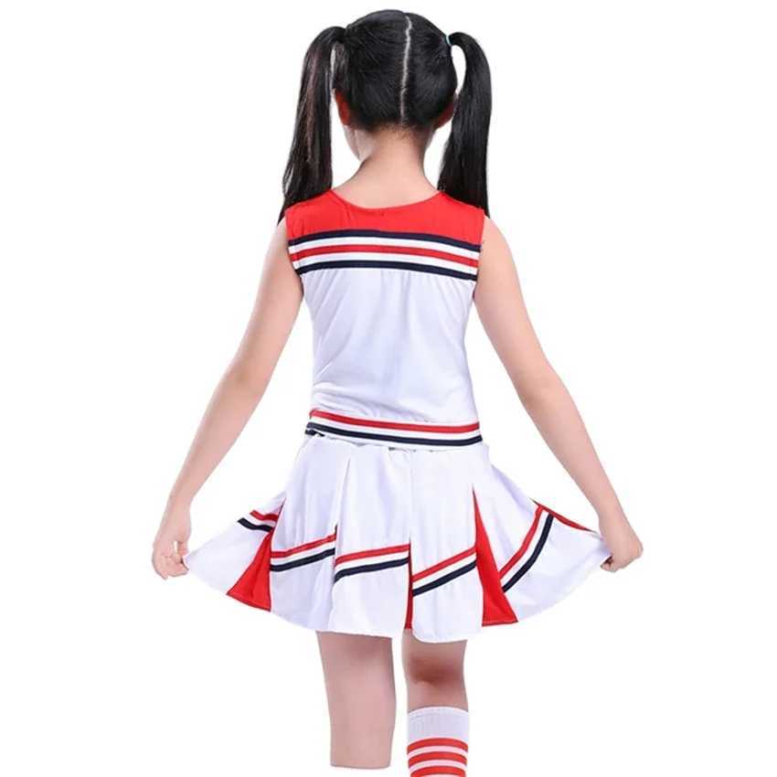 Girls Red Cheerleading Costume Childrens Boys Competition Cheerleading Uniform School Team Performance Dance Costume Pong and SocksW250121