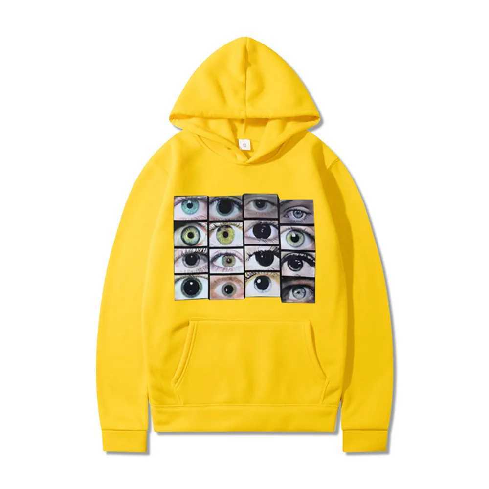 Mens Hip Hop Streetwear Hooded Sweatshirt Eyes Print Y2K Clothing Harajuku Pullover Autumn Winter Fleece Sportswear W250117