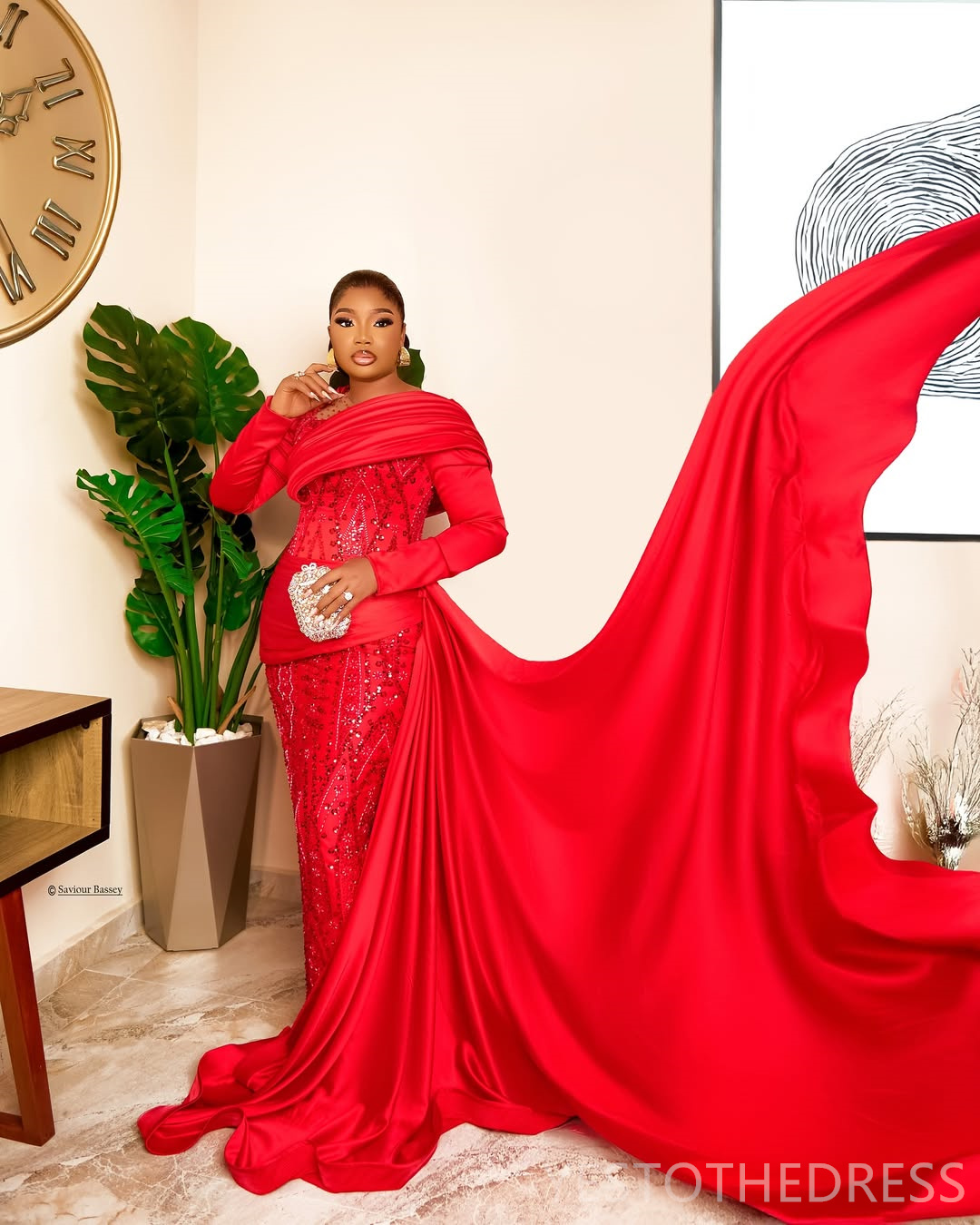 2025 Plus Size Red Aso Ebi Prom Dresses For Occasions Mermaid Evening Gowns For Black Women Illusion Sheer Neck Beaded Birthday Dress Second Reception