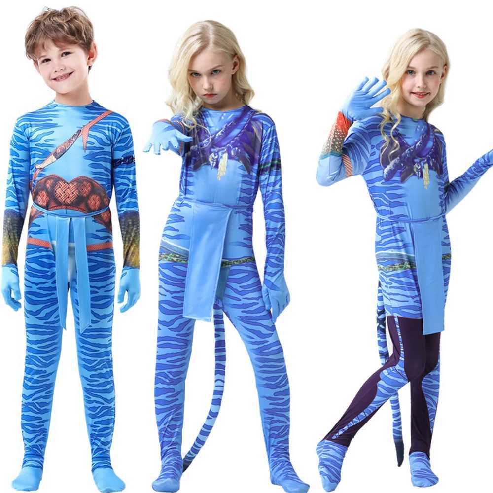 Avatar childrens costume role-playing children boys and girls Avatar Water Road aliens Christmas Halloween and makeup party W250117
