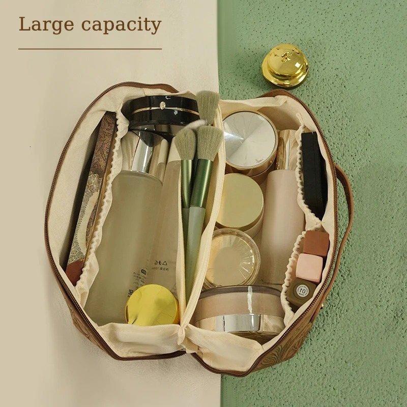 Multifunctional Pu Leather Cosmetic Bag With 3D Pressed For WomenS Outdoor Travel Makeup Bag Skincare Bag Gifts Makeup Bag250114